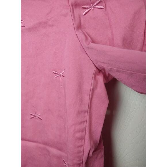 Talbots 8 Pink Stretch Dragonfly Pocket Flat Front Capri Pants - Picture 4 of 11